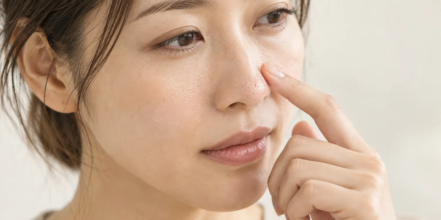 鼻の毛穴を気にする女性