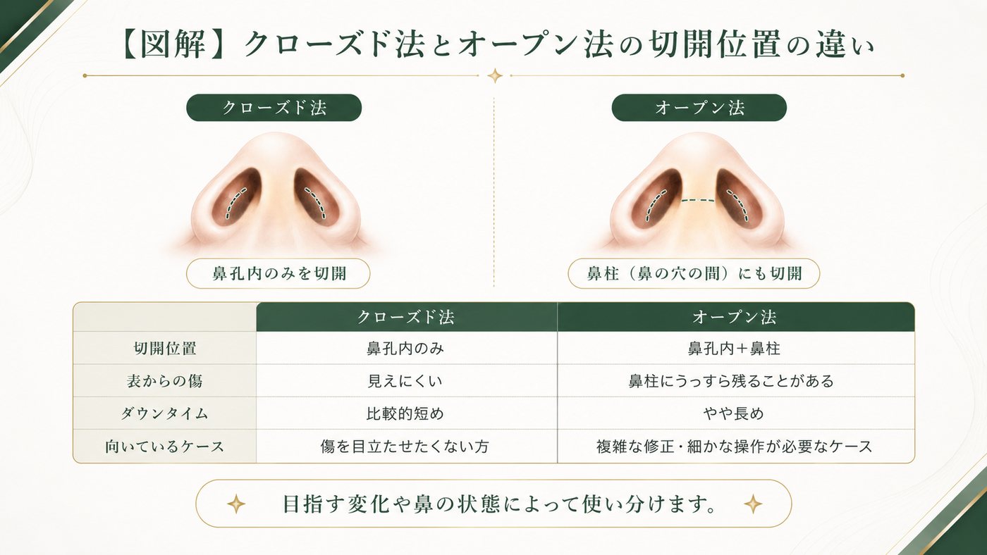 切開位置の違いの図解