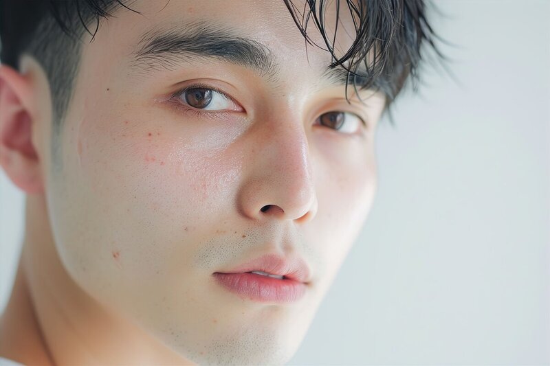 若い男性の素顔のクローズアップポートレート